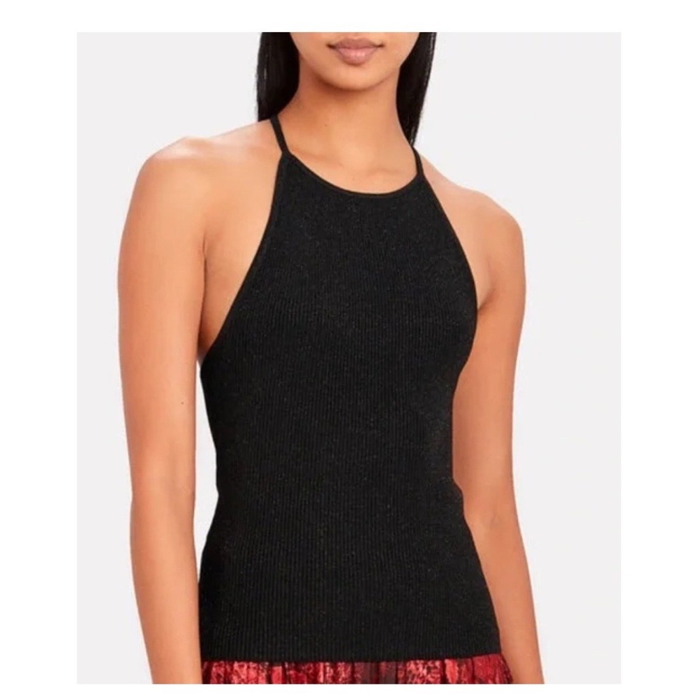 INTERMIX Vivien Lurex Ribbed Knit Halter Top